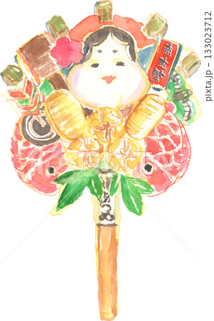 酉の市の熊手の水彩イラスト ベクター 酉の市の熊手の水彩イラスト ベクター 133023712