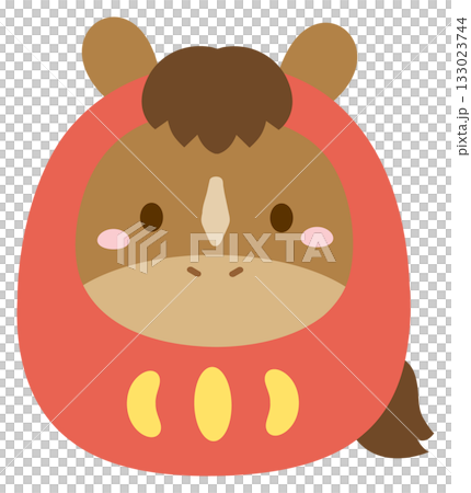 馬の干支だるま。午年の年賀状素材 133023744