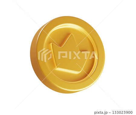 3d Gold Coin with a Crown. Symbol of royalty, wealth, and luxury. Game token, medal coin perfect for interfaces or app animation, casino win, treasure reward. 3d rendering 3d Gold Coin with a Crown. Symbol of royalty, wealth, and luxury. Game token, medal coin perfect for interfaces or app animation, casino win, treasure reward. 3d rendering 133023900