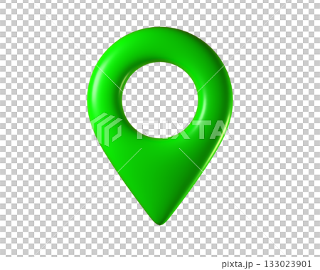 3d Green Map Pin and Geolocation Marker for Navigation Apps, Maps, GPS, and Location services. Location pin icon. GPS pins. 3d render. 133023901