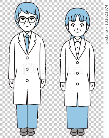 身穿白大褂的男女插圖 身穿白大褂的男女插圖 133023974