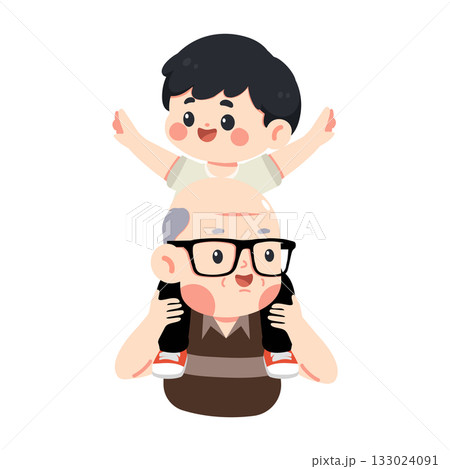 Grandfather Giving Grandson Piggyback Ride 133024091