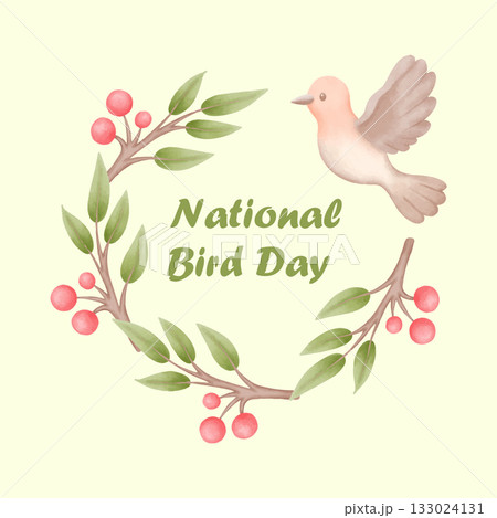 cute watercolor bird artwork hand drawn for national bird day 133024131