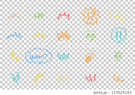 手繪彩色高光標記集/塗鴉圖示合集 133024183