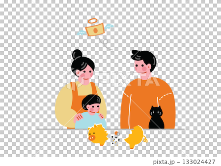 Illustration of a family facing a financial shortage 133024427
