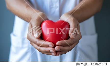 Hands holding a red heart symbolizing love and care Hands holding a red heart symbolizing love and care 133024691