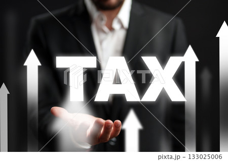 Graphic showing increasing taxi demand with business person holding the word taxi 133025006