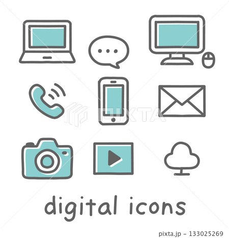 テレワークやクラウドなどのアイコンいろいろ 133025269