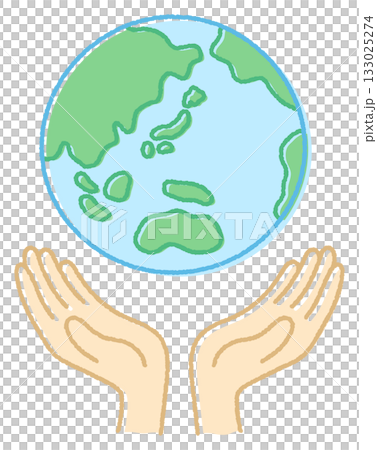 Hand holding the Earth, hand-drawn illustration 133025274