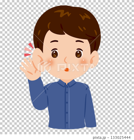 Illustration of a man listening intently Illustration of a man listening intently 133025444