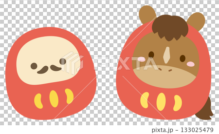 馬年達摩新年賀卡素材，馬年達摩 133025479