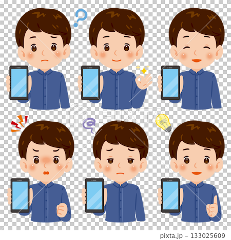 男子展示智慧型手機螢幕 上半身插畫集 男子展示智慧型手機螢幕 上半身插畫集 133025609