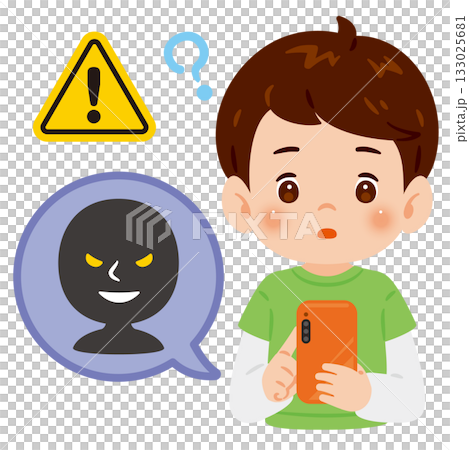 Smartphone crime and boy upper body illustration 133025681