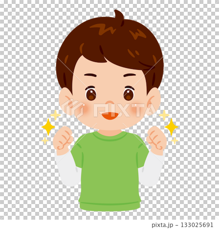 男孩雙手握拳慶祝-上半身插圖 男孩雙手握拳慶祝-上半身插圖 133025691