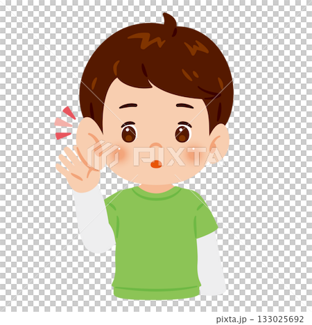 Boy listening carefully upper body illustration Boy listening carefully upper body illustration 133025692