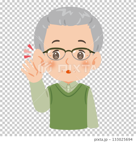 Senior man listening carefully Upper body illustration 133025694