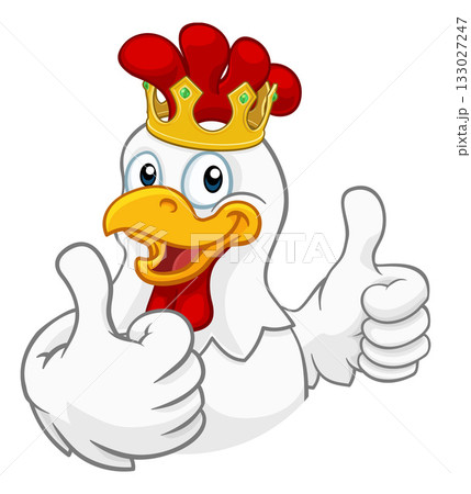 King Chicken Rooster Cockerel Bird Crown Cartoon 133027247