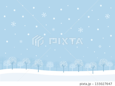 雪の降る冬の森のイラスト、背景素材 雪の降る冬の森のイラスト、背景素材 133027647