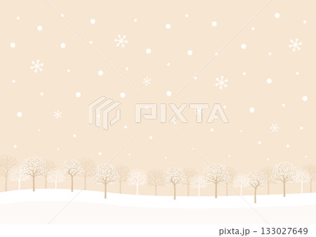 雪の降る冬の風景、冬の背景イラスト 133027649