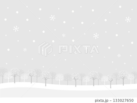 雪と木の背景、冬景色のイラスト 雪と木の背景、冬景色のイラスト 133027650