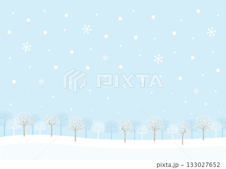 冬の自然の風景、雪と木の背景素材 133027652