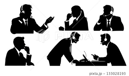 black silhouette of female worker 133028193