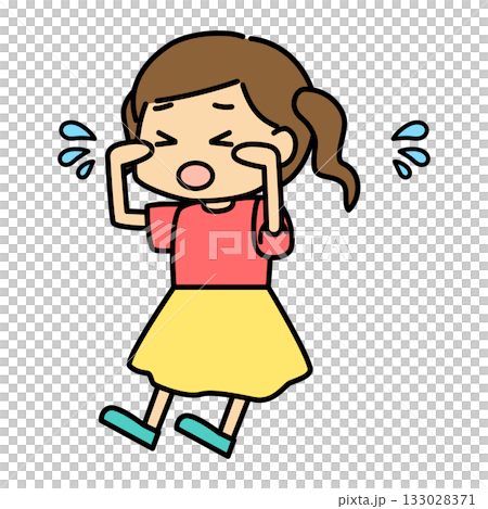 哭泣女孩的插圖(眼淚,悲傷,可愛的角色) 哭泣女孩的插圖(眼淚,悲傷,可愛的角色) 133028371