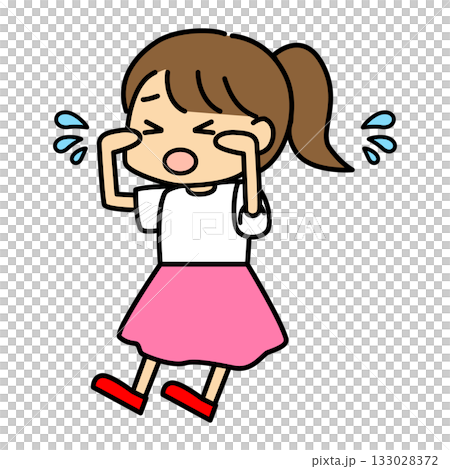 泣いている女の子のイラスト（悲しい・涙・感情表現） 133028372
