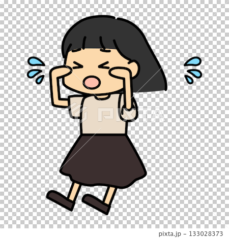 哭泣女孩的插畫(淚水、悲傷、情緒激動) 哭泣女孩的插畫(淚水、悲傷、情緒激動) 133028373