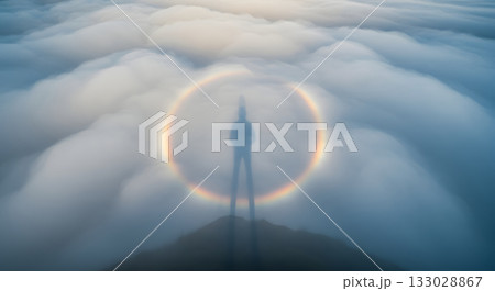 虹の輪に包まれた神秘の影 133028867