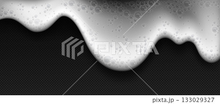 White foam texture with bubbles on transparent White foam texture with bubbles on transparent 133029327