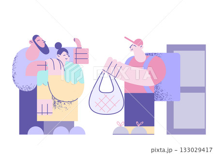 Fresh food delivery for elderly aged people concept 133029417