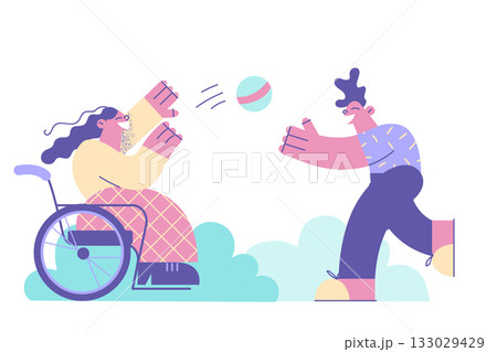 Happy lifestyle of disabled people concept 133029429