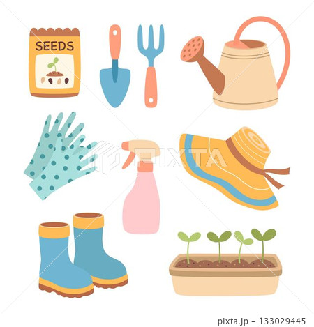 set of elements for planting seedlings 133029445