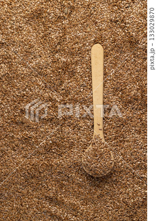flax seeds for sowing in a wooden spoon, close up, a large number of light brown flax seeds and a wooden spoon with seeds flax seeds for sowing in a wooden spoon, close up, a large number of light brown flax seeds and a wooden spoon with seeds 133029870