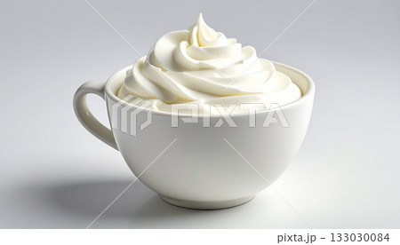 Creamy cappuccino and coffee drink in white glass Creamy cappuccino and coffee drink in white glass 133030084