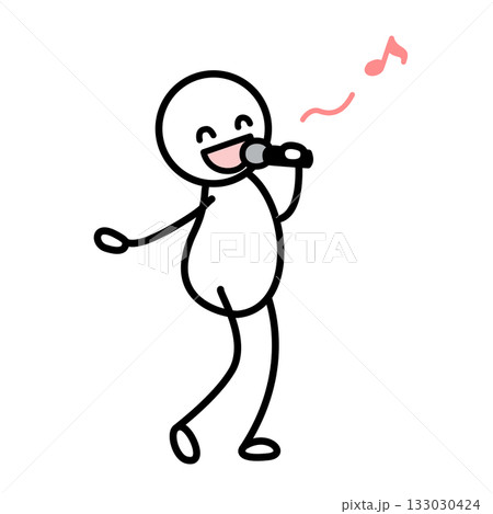 マイクを持って笑顔で歌う人 マイクを持って笑顔で歌う人 133030424