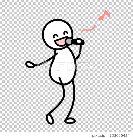 マイクを持って笑顔で歌う人 マイクを持って笑顔で歌う人 133030424