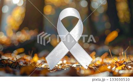 Fallen leaves with white ribbon symbolのイラスト素材 [133030510] - PIXTA