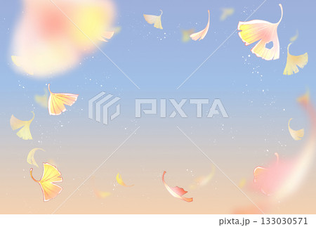 舞い散るイチョウ　横長　ポストカードサイズ 133030571