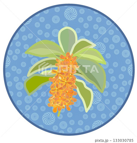 円形背景のついた金木犀のイラスト 133030785
