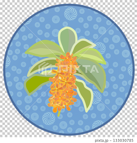 円形背景のついた金木犀のイラスト 133030785