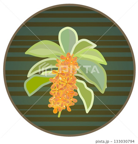 円形背景のついた金木犀のイラスト 133030794