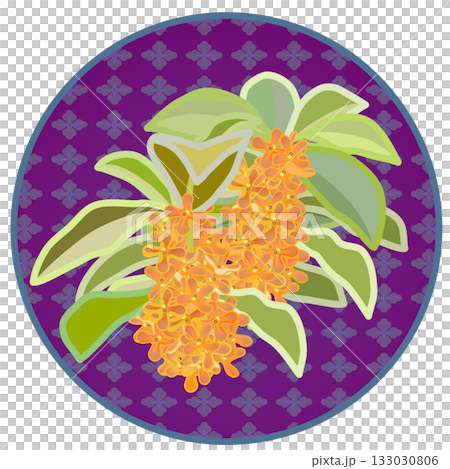 円形背景のついた金木犀のイラスト 133030806