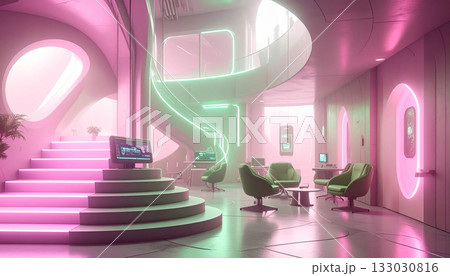近未来的なオフィス 133030816