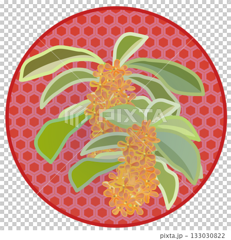 円形背景のついた金木犀のイラスト 133030822