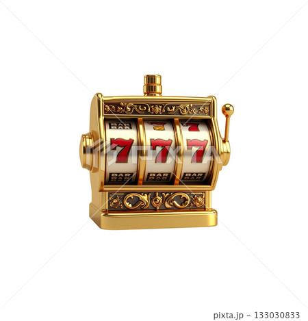 3D casino slots with roulette and chips on white background 133030833