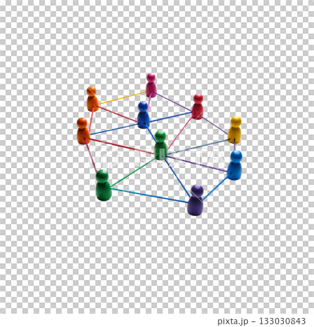 Abstract 3D circle of people connected for communication on social network on white background. 133030843