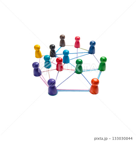 Abstract 3D circle of people connected for communication on social network on white background. Abstract 3D circle of people connected for communication on social network on white background. 133030844