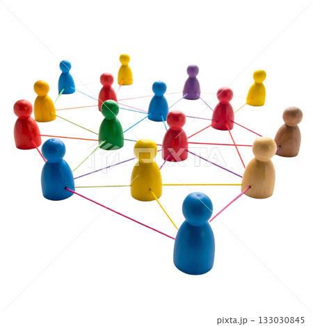 Abstract 3D circle of people connected for communication on social network on white background. Abstract 3D circle of people connected for communication on social network on white background. 133030845